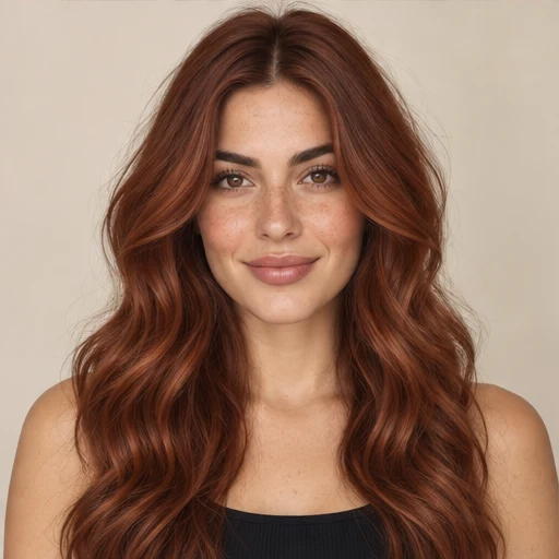 Portrait showing copper hair